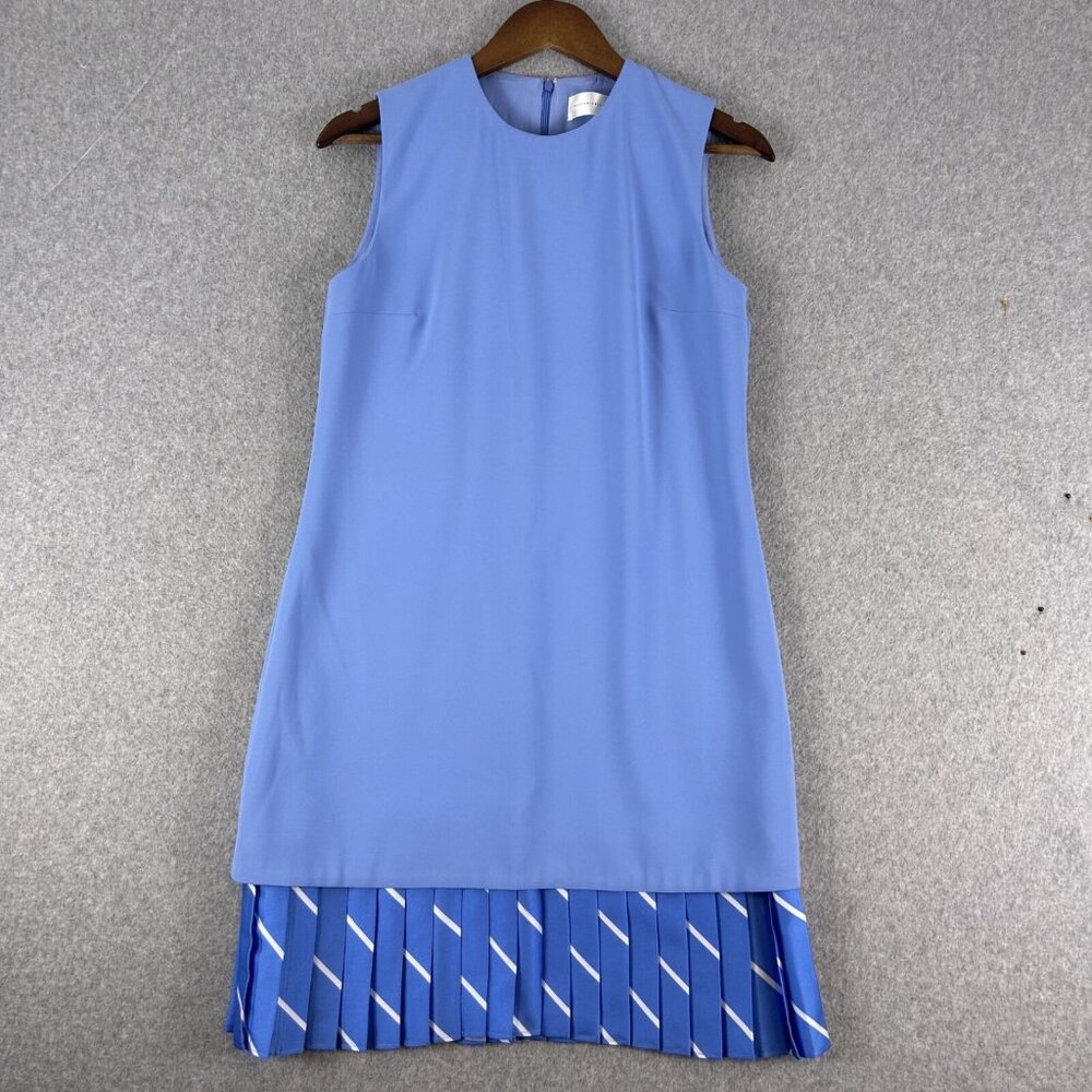 Victoria Victoria Beckham Shift Dress Women US 6 Blue Pleated Hem Lined Cocktail